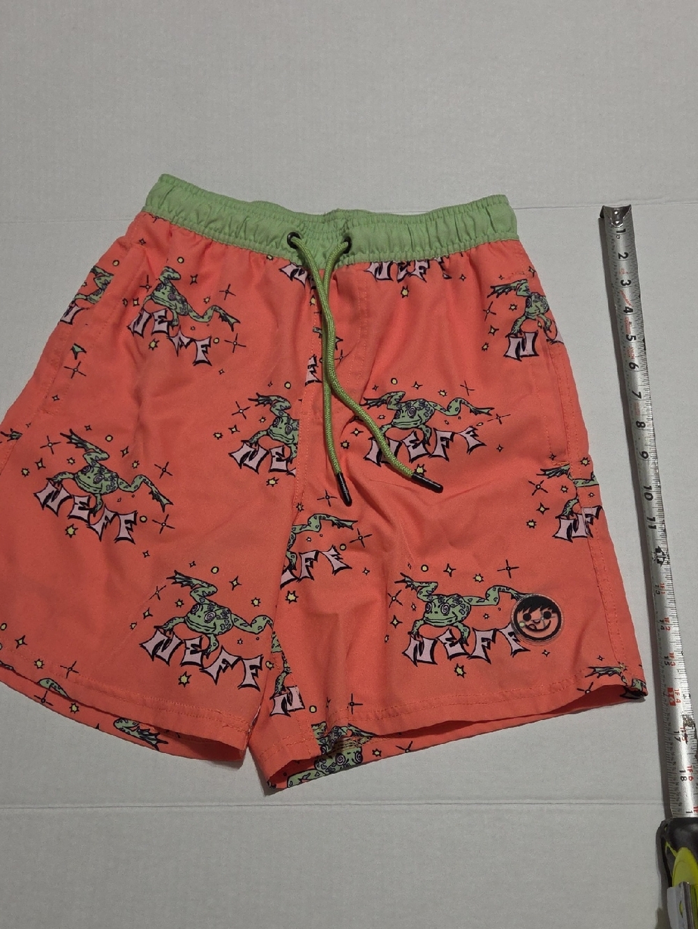 Neff Coral Print Athletic Shorts with Green Waistband